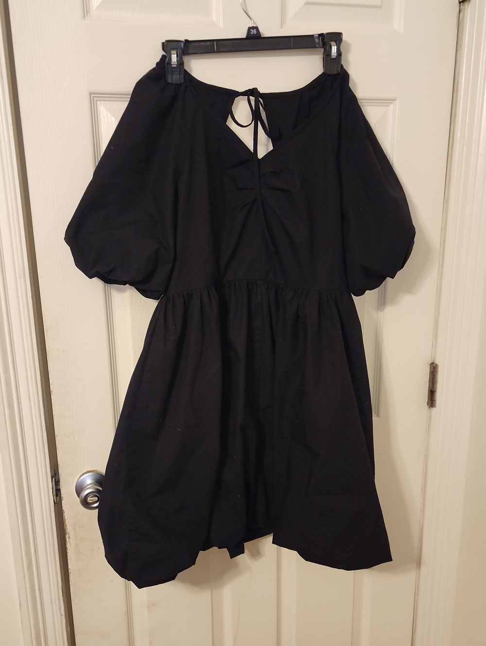 Macy's Black Puff-Sleeve Tie-Back Kids Dress
